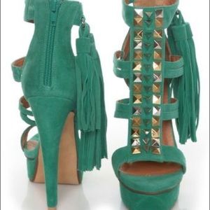 Jeffrey Campbell Teal Suede Heels